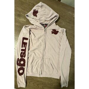 Free City women Small Full Zip Hoodie Lets Go Lavendar Lilac Dove Preppy Coastal
